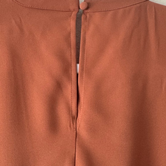 Nine West Rust Orange Long Sleeve Semi Sheer Tie Front Blouse - Picture 8 of 11